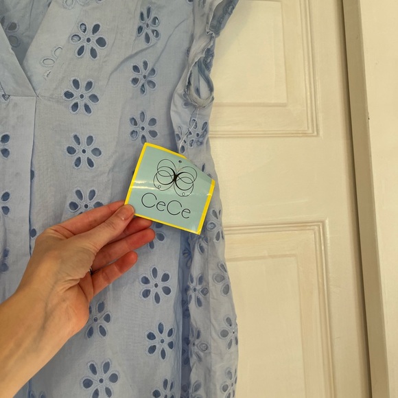 CeCe Light Blue Eyelet Blouse - Picture 5 of 5